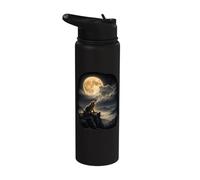 Frog Howling at the Moon Retro Wildlife Meme for Men Women Stainless Steel Insulated Water Bottle