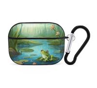 Frog in A Pond AirPods Pro Case Cover with Keychain Ring PC Hard Shell Protective Case for AirPods Pro 2nd for Women Men Generation Easy Open Full Drop Protection Cover Black-Style
