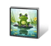 Frog in A Pond Backpack Pin Cute Brooch Decoration Brooches for Women Mens Lapel Pins for Suits Fashion Button Badges for Hat Backpacks Purses Jackets Shirt Suit Lapels-Square