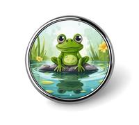 Frog in A Pond Badge Holder Exquisite Round Badge with Picture Pin DIY Button Badges Personalized Metal Button Pin Fashion Brooch Crafts Gifts Clothes Decorative Pins