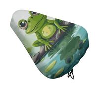 Frog in A Pond Bike Seat Cover Waterproof Oxford Fabric, Universal Adjustable Bicycle Saddle Cover with Drawstring Easy Install Protective Rain Dust Covers for Women Men