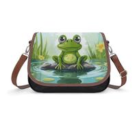 Frog in A Pond Crossbody Bag for Women Leather Crossover Shoulder Handle Bag with Adjustable Strap Hobo Handbag Large Capacity Purse Work Handbag for Daily Outdoor