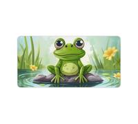 Frog in A Pond Desk Mat Non-Slip Office Desk Mat 23.6" X 11.8" Large Mouse Pad with Rubber Base Waterproof Desk Writing Pad for Office and Home