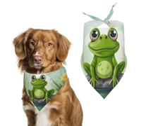 Frog in A Pond Dog Bandana Triangle Pet Bandanas Adjustable Pet Scarf Breathable Comfort Dog Scarf Cute Soft Puppy Scarfs Washable Daily Handkerchief Cats Scarves