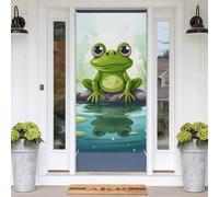 Frog In A Pond Door Banners for Front Doors, Spring Summer Decorative Door Cover Welcome Porch Banner Decoration Hanging Wall Background for Party Supplies Indoor Outdoor Home Decor