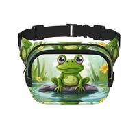 Frog In A Pond Fanny Pack For Women Waterproof Adjustable Belt Bags Waist Pack Fashion Casual Crossbody Bags Bum Bag For Running Workout Hiking Traveling, Black, One Size