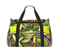 Frog In A Pond Hand Travel Bag.Fashionable Design, Large Storage Capacity, Suitable For Business Trips And Short Trips., Black, One Size