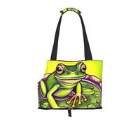 Frog In A Pond Pet Carrier Bag-Foldable Travel Tote For Small Dogs Cats, Portable Soft Sided Pet Crate With Seatbelt For Cat Puppy