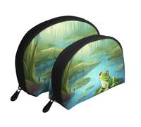 Frog in a Pond Portable Shell Cosmetic Bag Set - Travel Makeup Organiser with Zipper & Inner Compartments