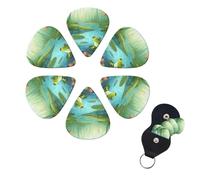 Frog in a pond Print Guitar Picks 6 Pack Guitar Plectrums with Pick Holders Bass Picks For Acoustic Guitar Bass Electric Ukulele Includes 0.46mm, 0.71mm, 0.96mm
