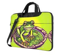 Frog in a pond Printed Laptop Crossbody Bag Crossbody Briefcase Easy To Use When Traveling For Business, Black, 13 inch