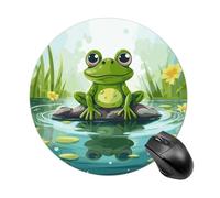 Frog in A Pond Round Mouse Pad Smooth Glide Gaming Mousepad Extra Density Portable Comfortable Mouse Mat for Desk, Home, Office 7.8x7.8 Inches