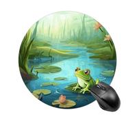 Frog in A Pond Round Mouse Pad Smooth Glide Gaming Mousepad Extra Density Portable Comfortable Mouse Mat for Desk, Home, Office 7.8x7.8 Inches