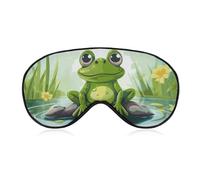 Frog in A Pond Sleep Mask for Women Men, Soft Eye Mask with Adjustable Strap for Sleeping, Light Blocking Travel Blindfold for Nap Comfortable Eye Cover for Home Office