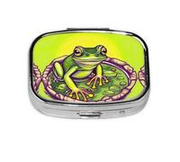 Frog in a Pond Square mini Pill Box, Travel Pill Box, can be Put into Wallet or Pocket to Store a Variety of Small Items
