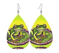 Frog in a pond Teardrop Earrings - Lightweight Drop Earrings Suitable for Christmas and Valentine's Day Gifts