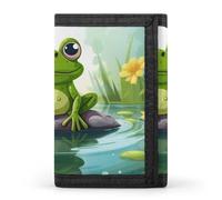 Frog In A Pond Trifold Wallet for Men - Money Clip Slim Wallets with Multiple Card Slots Minimalist Small Front Pocket Wallet for Everyday Carry