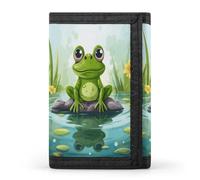 Frog in A Pond Wallet for Women Men Trifold Wallet Large Front Pocket Wallets Travel Slim RFID Blocking Wallets Coin Purse Credit Card Holder