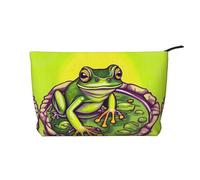 Frog in a pond Women's corduroy cosmetic bag, portable zipper hand-held wallet, suitable for travel and daily storage of cosmetics,