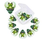 Frog in a pond1 Print Guitar Picks 12 Pack Guitar Plectrums with Storage Box Bass Picks For Acoustic Guitar Bass Electric Ukulele Includes 0.46mm, 0.71mm, 0.96mm
