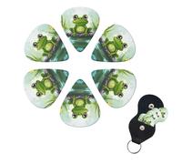 Frog in a pond1 Print Guitar Picks 6 Pack Guitar Plectrums with Pick Holders Bass Picks For Acoustic Guitar Bass Electric Ukulele Includes 0.46mm, 0.71mm, 0.96mm