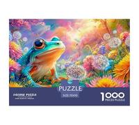 Frog in A Vibrant, Flowery Meadow 1000 Piece Jigsaw Puzzle Dream Frog Perfect Birthday Present for Kids & Adults 70x50cm/1000pcs