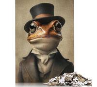 Frog in A Vintage Top Hat Jigsaw Puzzles Puzzle for Adults Kids. 1000 Piece Whimsical Challenge Toy Educational Game Home Decoration for Educational Games Gifts 1000pcs (75x50cm)