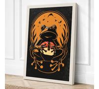 Frog in Autumn Moon Rustic Canvas Wall Art Print 18x12 Inch (46 x 30 cm)