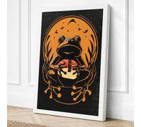 Frog in Autumn Moon Rustic Canvas Wall Art Print 30x20 Inch (76 x 51 cm)