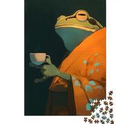 Frog in Kimono Drinking Tea Jigsaw Puzzle for Adults, 1000 Pieces, 38x26cm/1000pcs, Screen-Free Activity, Evening Leisure And Time at Home