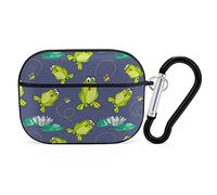Frog in Lotus Pond Headphone Protective Case with Keychain Cute Earphone Case Compatible for Airpods Pro