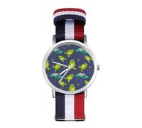Frog in Lotus Pond Sport Watch for Men Women Nylon Strap Wrist Watch Analog Quartz Watch