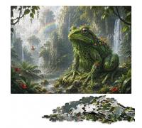 Frog in Misty Mountains Wooden Jigsaw 300 Pieces, Adult Puzzle | Clear image details: a simple way to organise the image at home.