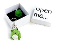 Frog In Open Me Gift Box With Frog Keychain,Positive Frog Gifts, I Love You Gifts For Her Him Pocket Hug Emotional Support Gifts,Cute Handmade Resin Animals Figures Gifts For Girlfriend Boyfriend