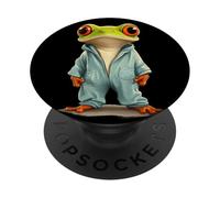 Frog in Pajamas: Ready for a Funny Sleepover PopSockets Adhesive PopGrip