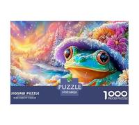 Frog in Snow Hat Among Winter Blooms 1000 Piece Jigsaw Puzzle Dream Frog Recycled Cardboard, Great Gift for All Ages 38x26cm/1000pcs