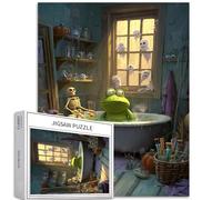 Frog in The Bath 1000 Piece Jigsaw Puzzles for Adults Magic Experiment Scene Art Jigsaw Puzzle Colorful DIY Puzzles for Home Decoration Gifts Family Puzzle Perfect for Game Nights 50×70cm