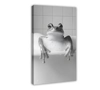 Frog in The Bathtub, Cute Bathroom Wall Art, Funny Frog Print, Cute Animals Taking A Bubble Bath, Laundry Room Decor, Ai Art-1