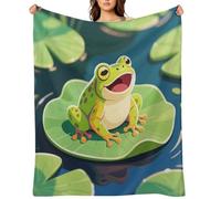 Frog in The Pond Flannel Fleece Throw Blanket Soft Cozy Throws for Couch Sofa Bed Farmhouse Blanket Comfort Decorative Travel Blankets Lightweight All Season 40"x50"