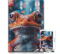 Frog in The Rain 1000 Pieces Jigsaws Adults Puzzles Gifts Educational Mental Skill Game Memorable Thoughtful Gift Selection Size 38x26cm