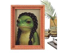 Frog in Wooden Frame Decorative Magnet | Cute Funny Vintage Wooden Decorations - Retro Frog Decorative Magnet - for Kitchen Cabinet Office Window Christmas Thanksgiving Hive Party