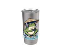 Frog Japanese Gamer Frog Gaming Playing Samurai hat Kawaii Stainless Steel Insulated Tumbler