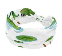 Frog Jumped in the Lotus Leaf Headbands for Women, Wide Turban Headband, Non Slip Head Wraps, Elastic Sweat Yoga Workout Hairband Soft Hairwrap Bandana