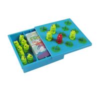 Frog Jumping Board Game with Built-in Storage, Frog Checkers | Blue Game Board, Built-in Compartment for Pieces and Cards, Shared Tabletop Play for Families and Small Groups