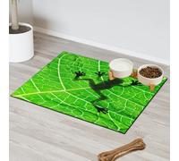 Frog Leaf Shadow Pet Feeding Mat for Cat Dog Water Bowl Food Mats Frog Print Pet Feeding Mats Absorbent Nti-Slip Contain Spills Protects Floors Placemat 43.1 x 76.2 cm