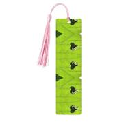 Frog Leave -Print Wooden Bookmarks with Tassel for Readers and Book Lovers - Artistic Handmade Gifts for Teachers Colleagues Office Desk Decor.