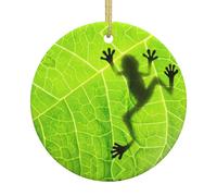 Frog Leaves Christmas Tree Ceramic Hanging Round Xmas Ornament Keepsake Holiday Party Home Decoration