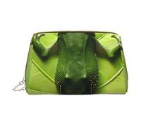 Frog Leaves Printed Small Makeup Bag Portable Leather Make up Bag Travel Zipper Cosmetic Bags Organizer for Women