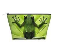 Frog Leaves Printed Travel Makeup Bag Trapeze Cosmetic Bag Makeup Case Toiletry Bag Organiser for Women