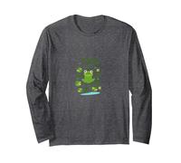 Frog Life: Whimsical Amphibian Pond Scene for Nature Lovers Long Sleeve T-Shirt, Adult Unisex, Dark Heather Grey, L